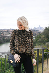BA&SH Leopard Ruffle Blouse