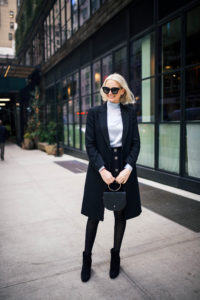 Kate Spade Jewel Button Miniskirt on Merritt Beck, The Style Scribe