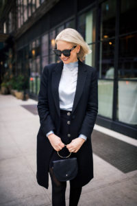 Kate Spade Jewel Button Miniskirt on Merritt Beck, The Style Scribe