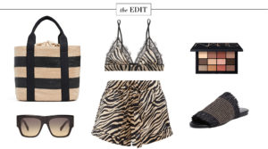 THE EDIT | Anine Bing Zebra Print Silk Short + Lace Bralette Set