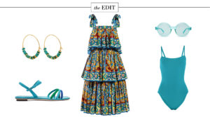 DOLCE & GABBANA MAJOLICA PRINT TIERED MIDI DRESS