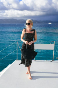 LA LIGNE LOU SMOCKED MIDI DRESS | BRITISH VIRGIN ISLANDS TRAVEL STYLE