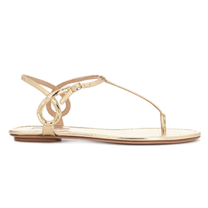 Aquazzura Gold Flat Sandals The Style Scribe