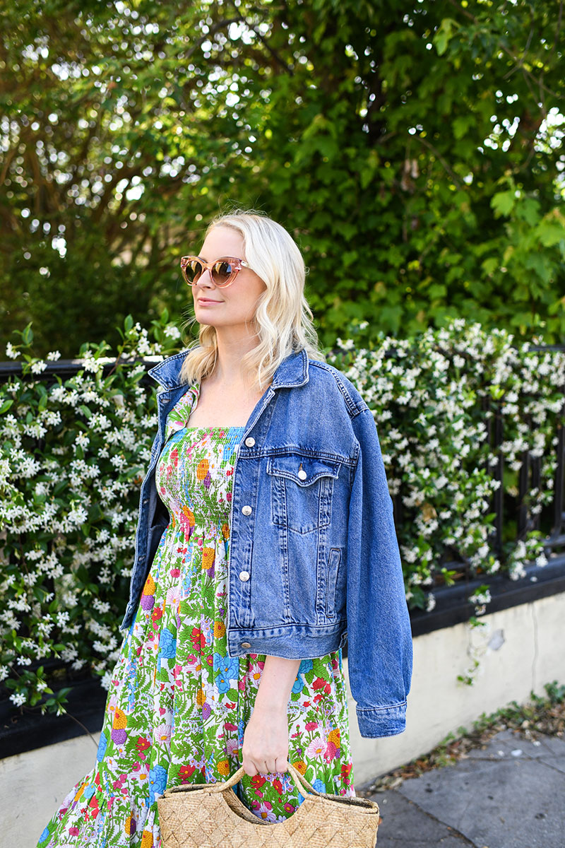 CHARLESTON OUTFITS // MILLE PRINTED SMOCKED MIDI DRESS