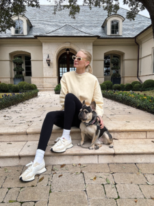 MERRITT BECK IN A MANGO BUTTER YELLOW SWEATSHIRT AND NEW BALANCE SNEAKERS