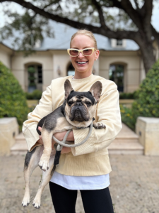 MERRITT BECK IN A MANGO BUTTER YELLOW SWEATSHIRT AND NEW BALANCE SNEAKERS
