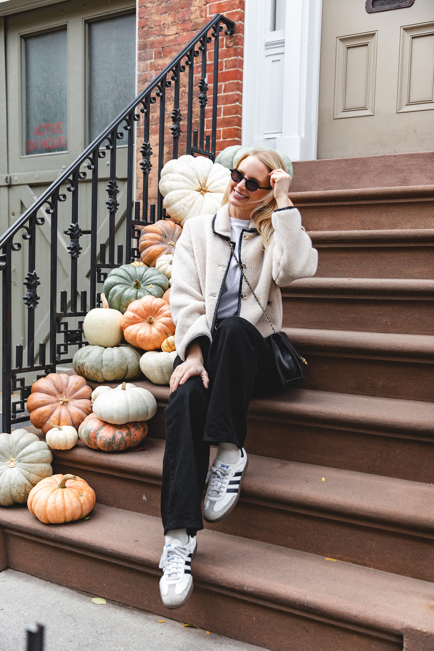 MERRITT BECK IN AN ANINE BING CAMDEN FAUX SHEARLING LEATHER TRIM JACKET