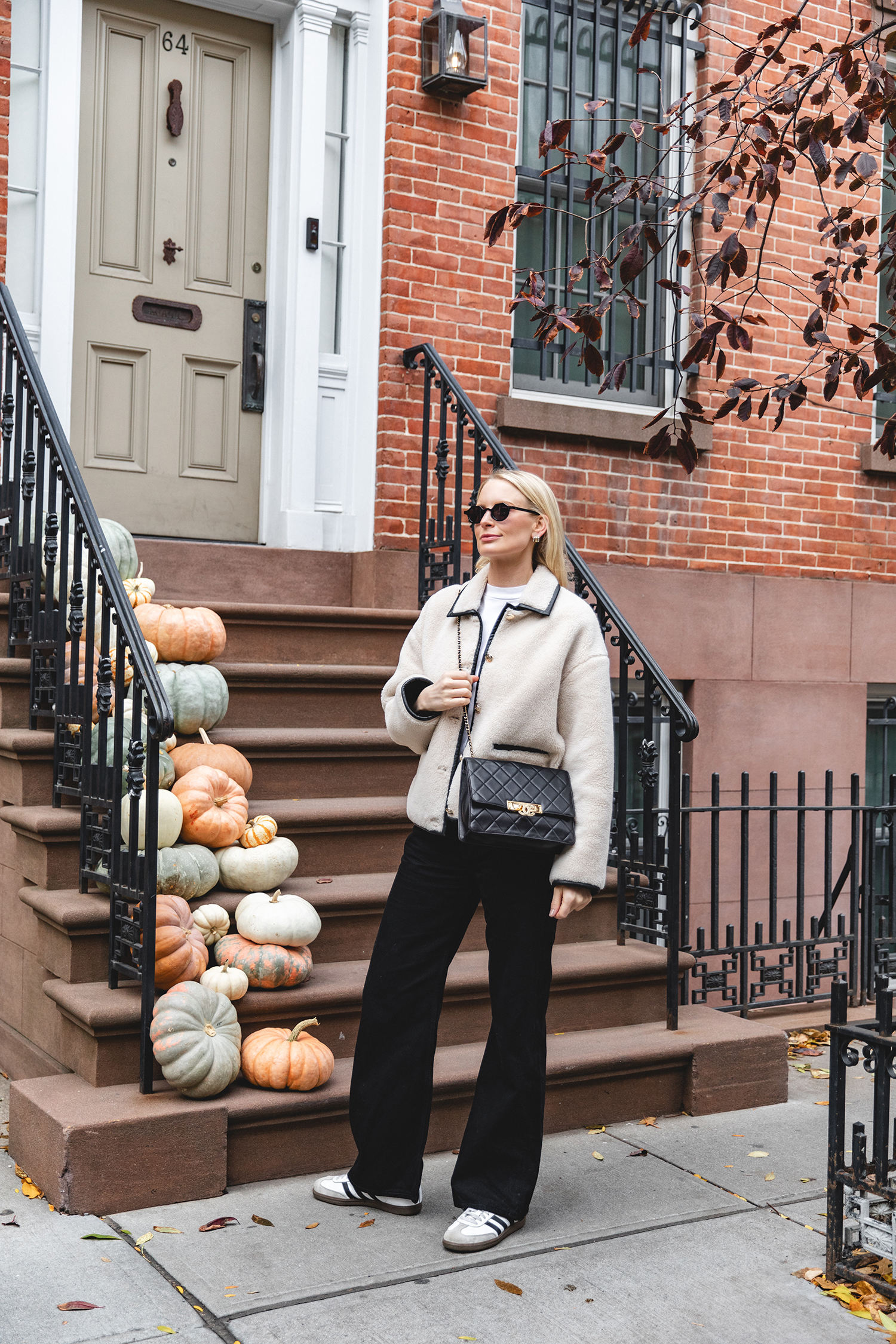 MERRITT BECK IN AN ANINE BING CAMDEN FAUX SHEARLING LEATHER TRIM JACKET