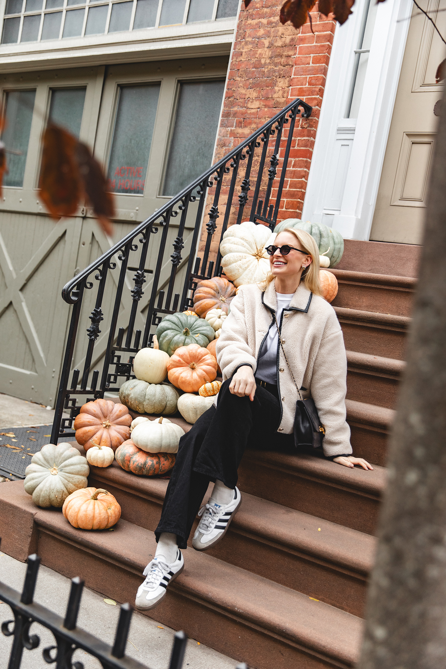 MERRITT BECK IN AN ANINE BING CAMDEN FAUX SHEARLING LEATHER TRIM JACKET
