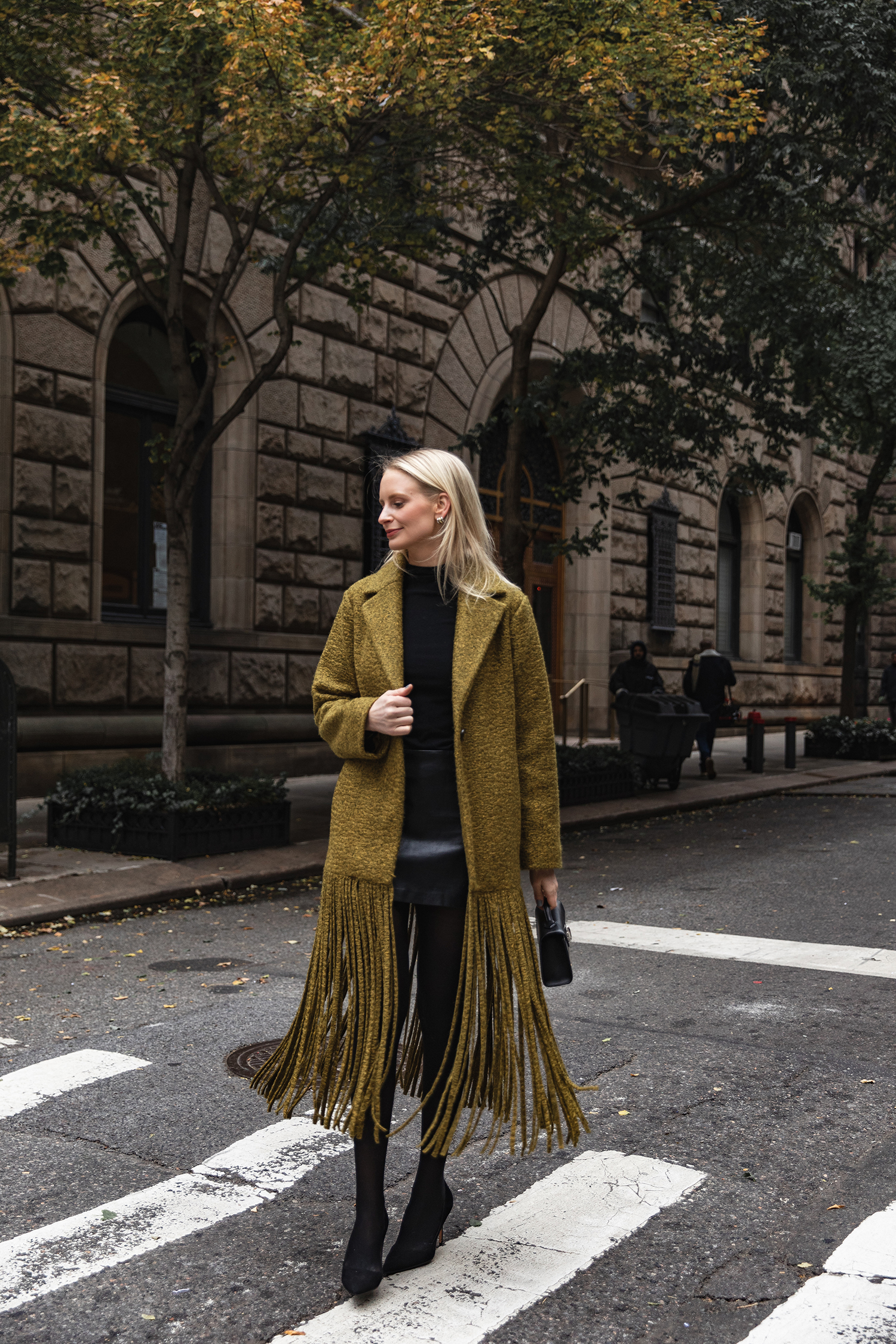 MERRITT BECK IN A SIMON MILLER VERO FRINGE COAT
