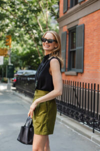 VINCE DRAPE NECK TOP + BANANA REPUBLIC HERITAGE EXPLORER SHORTS