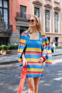 MERRITT BECK, NEW YORK CITY - POSSE TAMMY STRIPED KNIT DRESS AND CARDIGAN SET