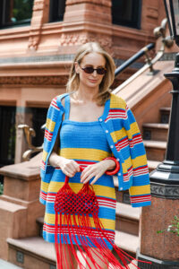 MERRITT BECK, NEW YORK CITY - POSSE TAMMY STRIPED KNIT DRESS AND CARDIGAN SET